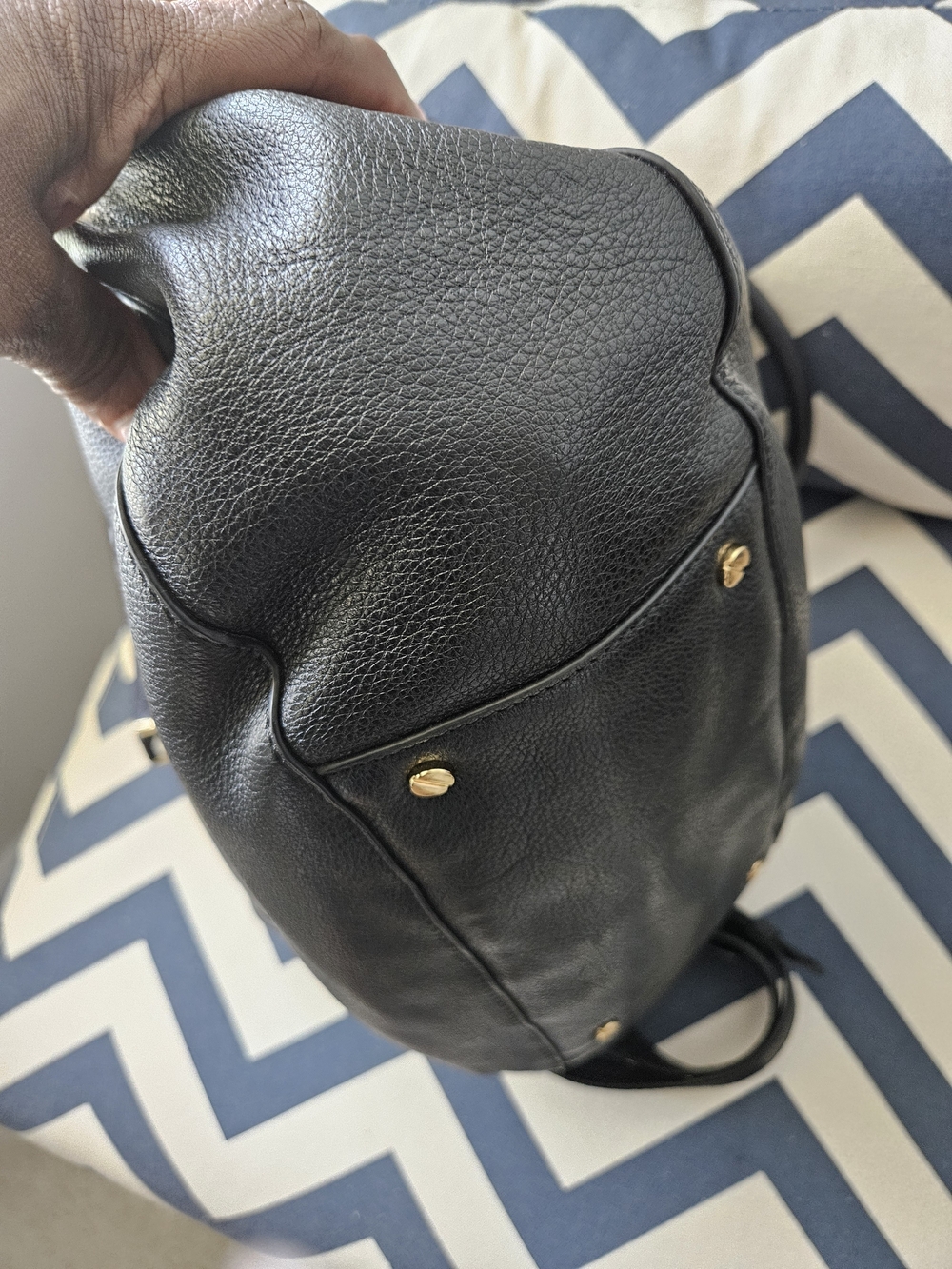 Tory Burch Black Leather Satchel with Gold Logo 13l X 10w - Picture 4 of 16